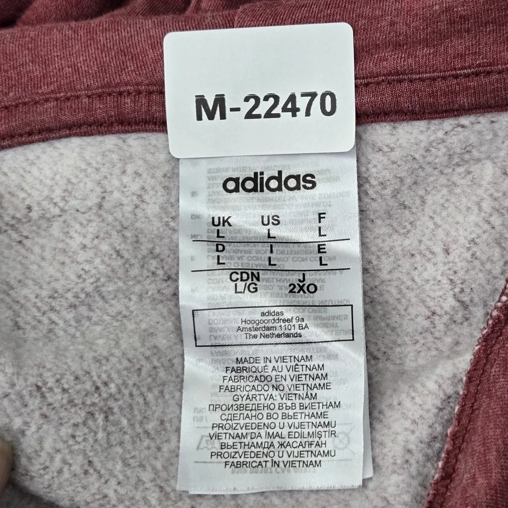 Adidas‎ Men Hoodie L Maroon Fleece Activewear Long Sleeve